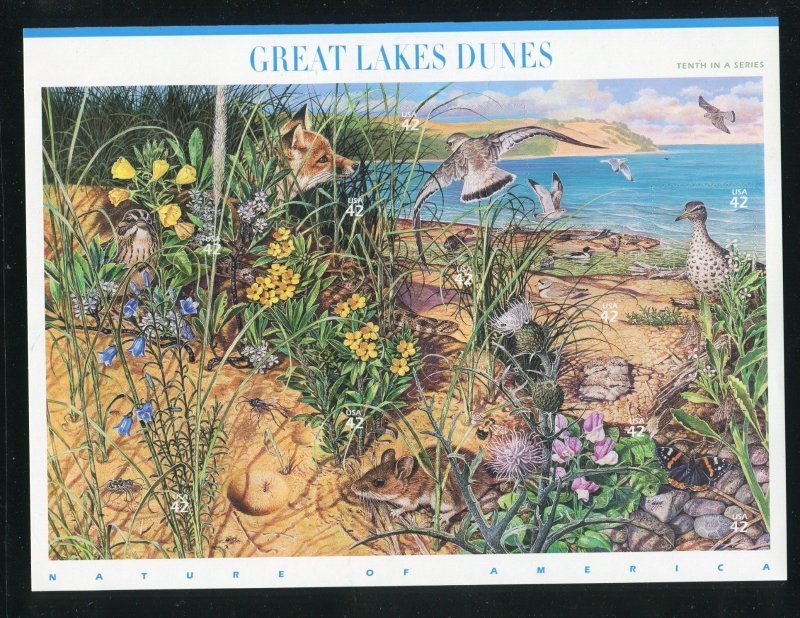 4352 Great Lakes Dunes, Nature of America Sheet of 10 42¢ Stamps MNH