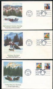 US 2244,2245 Christmas 1986 Madonna & Village set of 3 UA Fleetwood cachet FDC