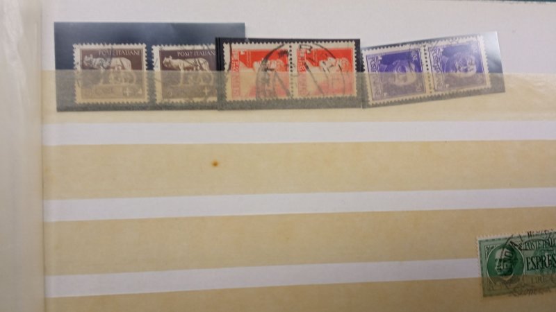 Italy used stamps multiples old democratica etc interesting group of stamps