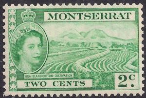 Montserrat 1953 QE2 2ct Green Sea Island Cotton MM SG 138 (H1415)