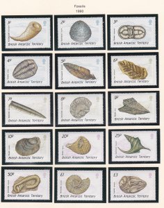 British Antarctic Territory # 153-167, Fossils, NH, 1/2 Cat.