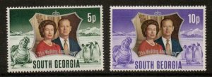 SOUTH GEORGIA SG36/7 1972 ROYAL WEDDING MNH