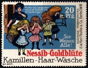 Vintage Germany Poster Stamp Forgot Bring Nessib-Goldblute Chamomile Hair Wash