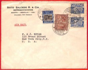 aa3617  - COLOMBIA  - POSTAL HISTORY -  AIRMAIL COVER to the USA 1939 Coffee