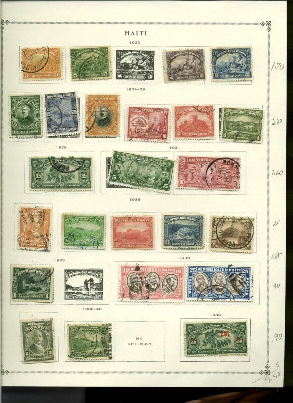 Collection, Haiti Part A Scott Pages, 1881/1969, Cat $123, Mint & Used