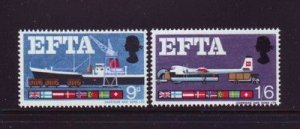 Great Britain Sc 480-481 1967 EFTA stamp set mint NH