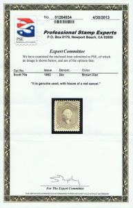 AFFORDABLE GENUINE SCOTT #70a USED 1862 BROWN LILAC PSE CERT APPEARS MINT