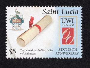 St. Lucia 2008 $5 University of the West Indies, Scott 1255 MNH, value = $4.00