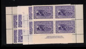 Canada #261 Very Fine Never Hinged Plate #1 Match Set Of Four Corner Blocks