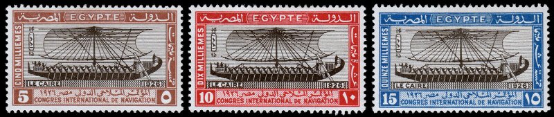 Egypt Scott 118-120 (1926) Mint H VF Complete Set, CV $10.50 C