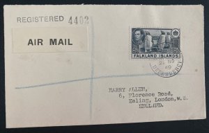 1949 Port Stanley Falkland Island Airmail Cover  To London England