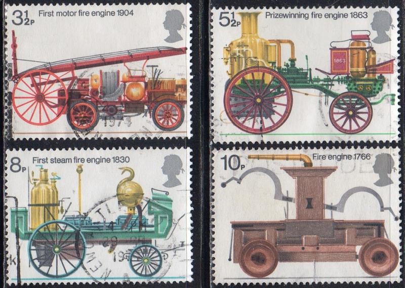 Great Britain 716-19 - Used - Early Fire Trucks (1974) (cv $1.15)