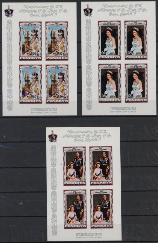 [Hip4289] Penrhyn 1977 Elizabeth II the 3 good sheets very fine MNH imperf