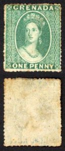 Grenada SG4 1d Green wmk Small Star (upright) Rough Perf 14 to 16 No Gum Cat 110