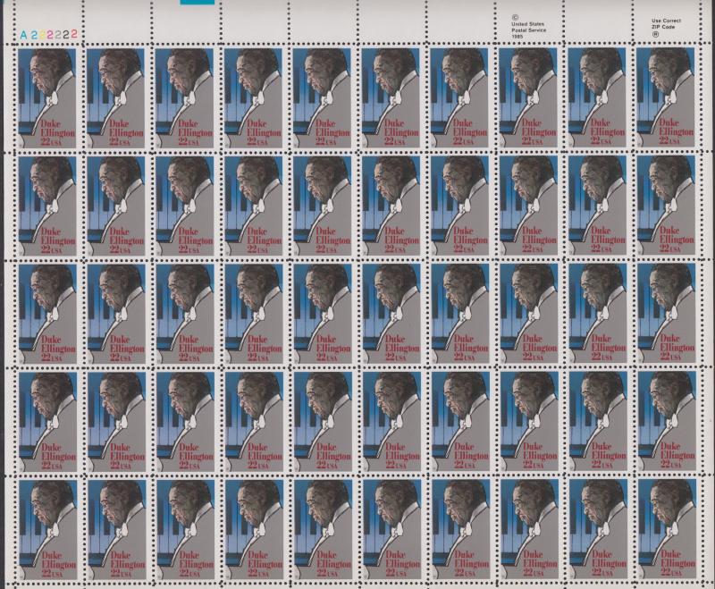 US #2211   Duke Ellington   Full sheet of 50  MNH