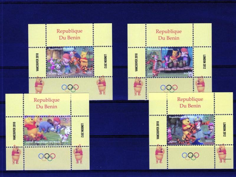 Benin 2009  Disney's Winnie the Pooh 8 Souvenir Sheets MNH VF