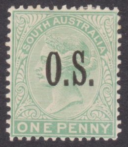 SOUTH AUSTRALIA 1895 1d green OS overprint. Wmk crown SA, perf 13, OG