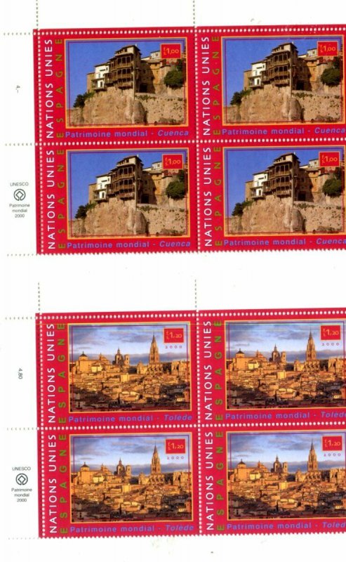 United Nations Geneva Scott #362-363 Inscription Block MNH World Heritage