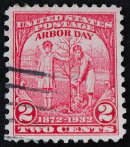 U.S. Used Stamp Scott #717 2c Arbor Day. Superb. Cancel Clears Vignette. A Gem!
