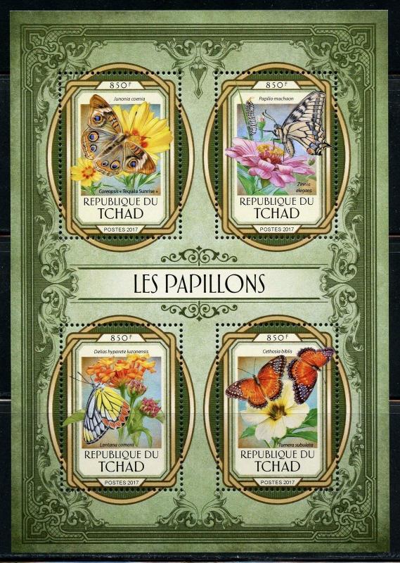 CHAD 2017 BUTTERFLIES  I  SHEET  MINT NEVER HINGED