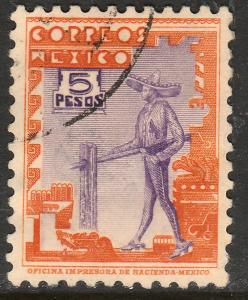 MEXICO 800A, $5P 1934 Definitive. Charro. Used. F-VF. (790)