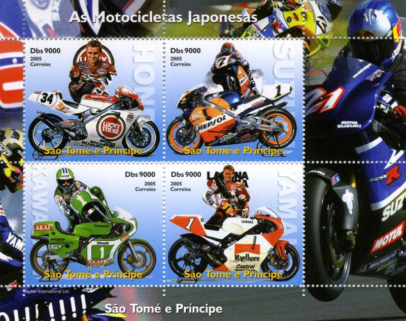 Sao Tome & Principe 2005 JAPANESE MORTORCYCLES Sheet Perforated Mint (NH)