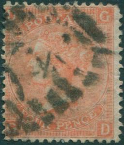 Great Britain 1870 SG94 4d vermilion QV DGGD plate 12 FU