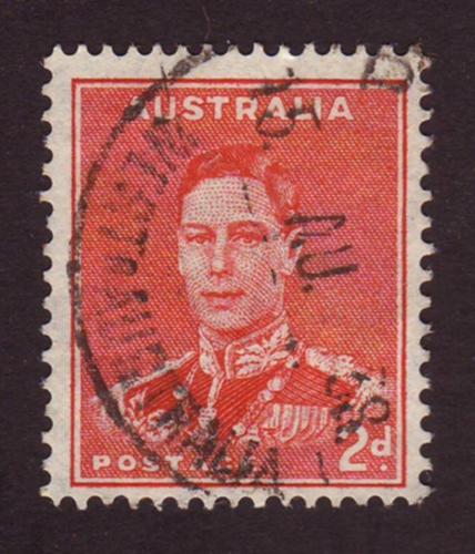 Australia 1937 Sc#182, SG#167 2d Red KGVI  Kings, Royalty USED.