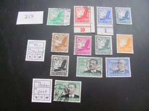 GERMANY 1934 USED SC C46-56 AIRMAIL SET + TRAIN CANCEL  XF 90 EUROS (213)