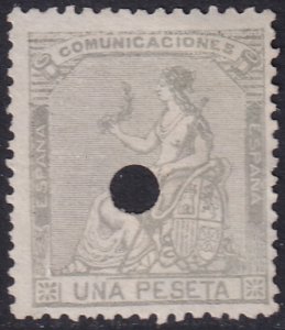 Spain 1873 Sc 198b telegraph punch (taladrado) cancel