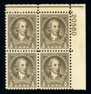 US Stamp #704 Washington Bicentennial 1/2c - Plate Block of 4 - MNH - CV $10.00