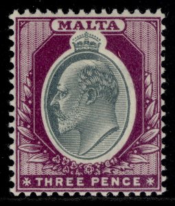 MALTA EDVII SG42, 3d grey & purple, M MINT.