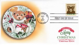 AO-4218, 2007, Holiday Knits, Bear, Standard Postmark, FDC, SC 4218, Add on, B