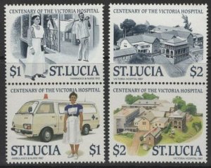 ST.LUCIA SG959/62 1987 CENTENARY OF VICTORIA HOSPITAL MNH 