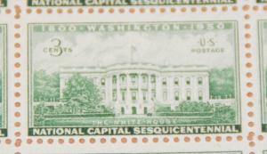 1950 sheet, The White House, Sc# 990