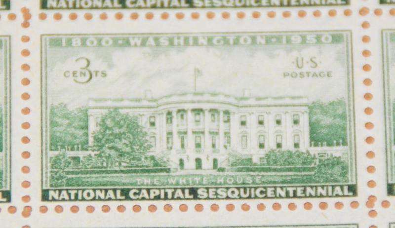 1950 sheet, The White House, Sc# 990