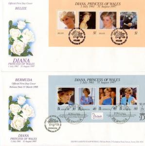 PRINCESS DIANA LOT OF 30 DIFFERENT OFFICIAL FDCS CACHETED & UNADDRESSED