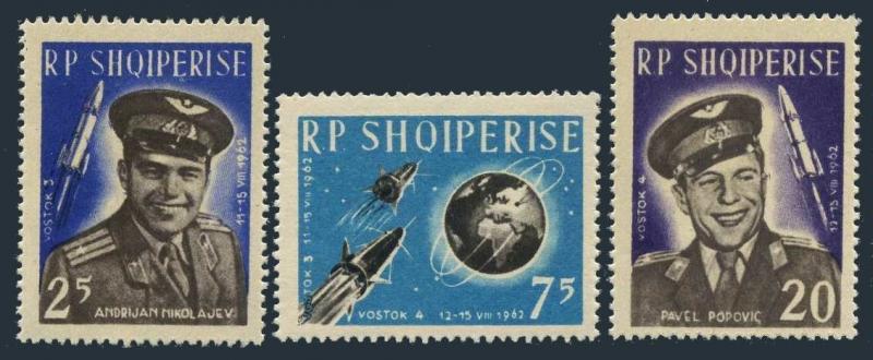 Albania 654-656,MNH.Michel 727-729. Space flight 1962.Vostok 3-4.Cosmonauts.1963