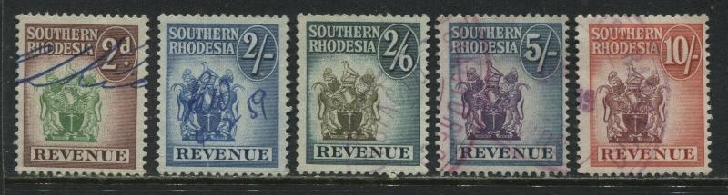 Southern Rhodesia various revenue values to 10/ used