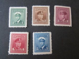 Canada 1942 Sc 249-51,254-5 KGVI MNH