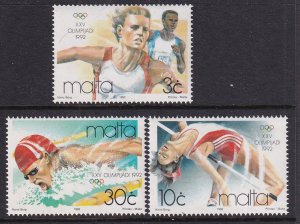 Malta 802-804 Summer Olympics MNH VF