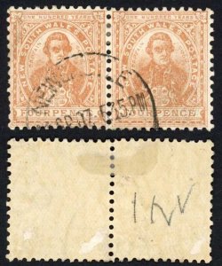 NSW SG357 4d Orange-brown Wmk Double A INV Used PAIR