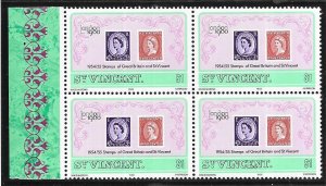 ST.Vincent #600  $1  London '80   (MNH) block CV$1.50