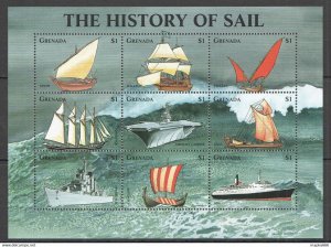 1998 Grenada Transport Ships History Of Sail #3666-4 Michel 8 Euro Kb ** Nw0637