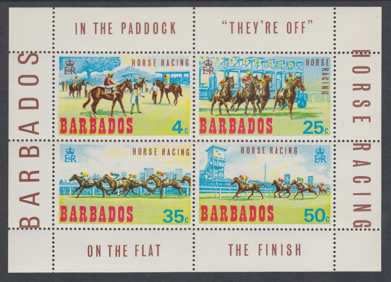 Barbados 315a Horses Souvenir Sheet MNH VF