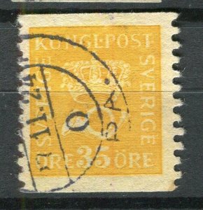 SWEDEN; 1920s early Posthorn + Crown issue fine used Shade of 35ore. value