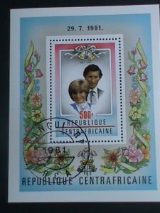 Central African Stamp-1981 Royal Wedding CTO-S/S sheet