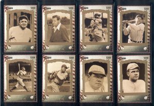 GUYANA 1995  Sc# 2913 BABE RUTH BASEBALL CARD STAMPS SELF-ADHESIVE (12) MNH  MNH