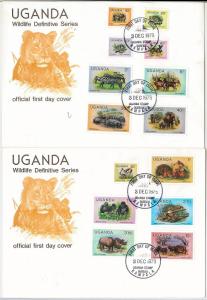 56539 -  UGANDA  -  POSTAL HISTORY -  2 FDC COVERS 1979 - ANIMALS Hippopotamus