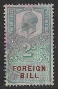 GREAT BRITAIN 1921 KGV 2s FOREIGN BILL Revenue Bft.156 Used